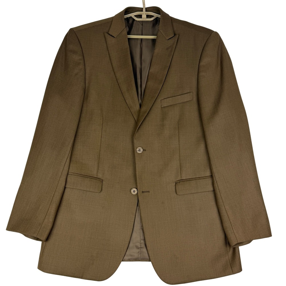 Falcone Blazer Jacket Mens 44L Brown 2-Button Micropoly Sport Coat Regular Fit